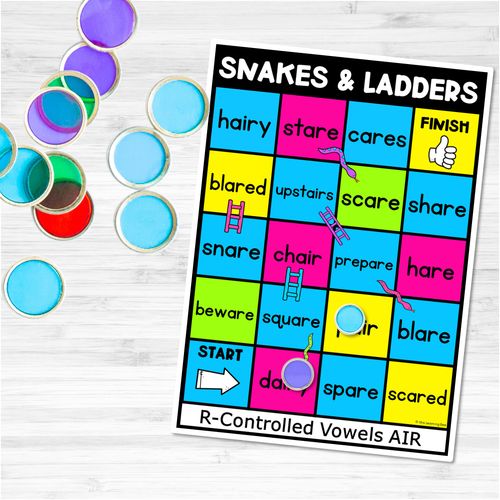 Resource preview 4 for Phonics Game for R-Controlled AIR Words - Snakes & Ladders