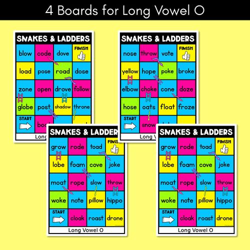 Resource preview 2 for Phonics Game for LONG O Words - Snakes & Ladders