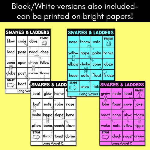 Resource preview 3 for Phonics Game for LONG O Words - Snakes & Ladders