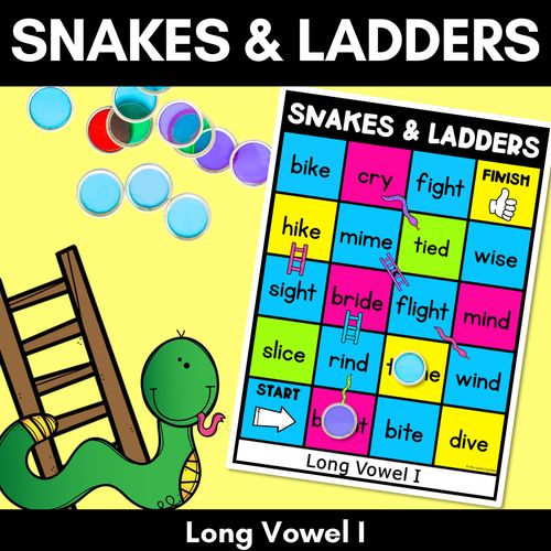 Resource preview 1 for Phonics Game for LONG I Words - Snakes & Ladders