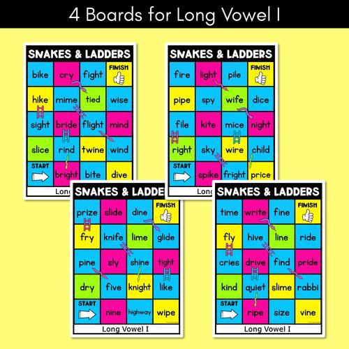 Resource preview 2 for Phonics Game for LONG I Words - Snakes & Ladders