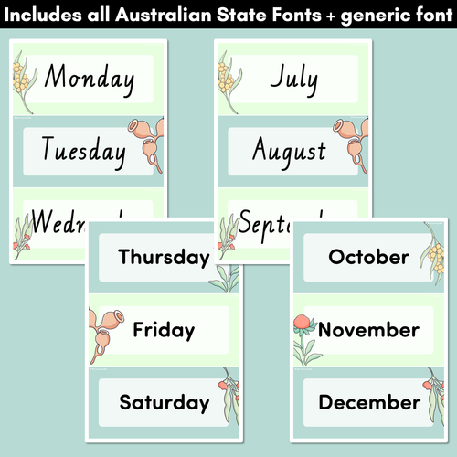 Resource preview 2 for DAYS & MONTHS DISPLAY - The Brentos Collection - Aussie Flora