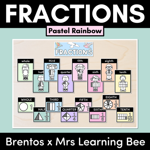 Resource preview 1 for FRACTIONS POSTERS - The Brentos Collection - Pastel Rainbow