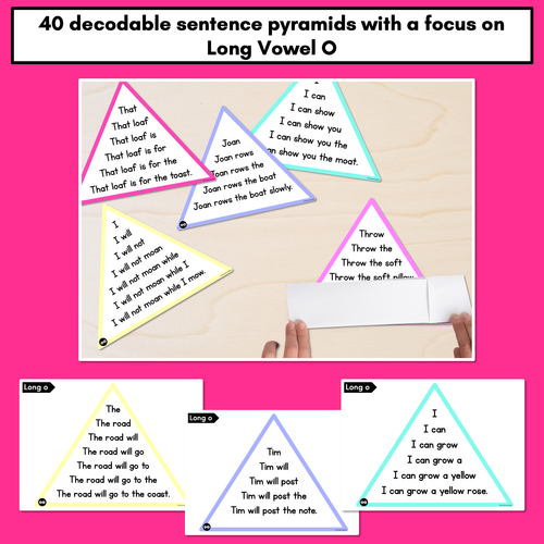 Resource preview 2 for LONG VOWEL O WORDS - Decodable Sentences Pyramids - Phonics Fluency