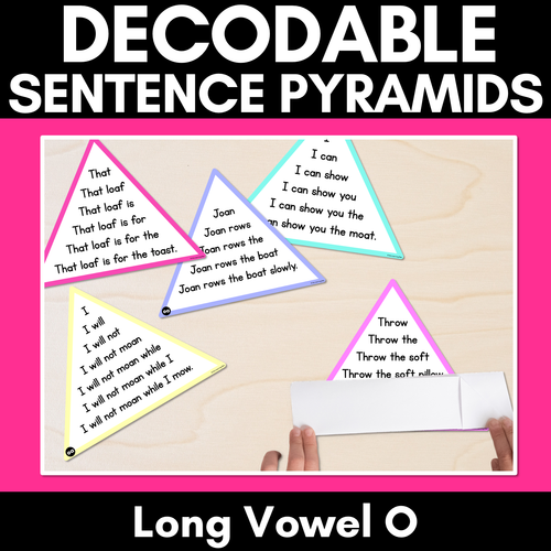 Resource preview 1 for LONG VOWEL O WORDS - Decodable Sentences Pyramids - Phonics Fluency