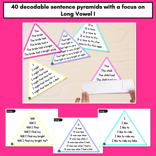 Resource preview 2 for LONG VOWEL I WORDS - Decodable Sentences Pyramids - Phonics Fluency