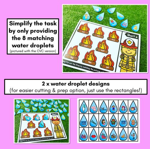 Resource preview 4 for LONG VOWEL A WORD GAMES - Firefighter Themed Phonics Activities