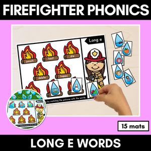 LONG VOWEL E WORD GAMES - Firefighter Themed Phonics Activities