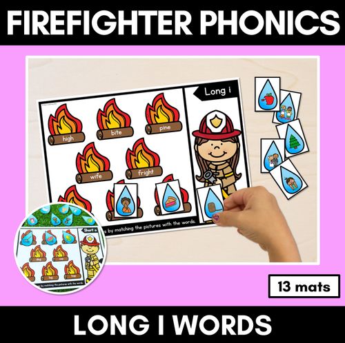 Resource preview 1 for LONG VOWEL I WORD GAMES - Firefighter Themed Phonics Activities