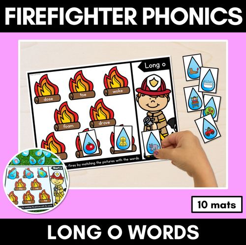 Resource preview 1 for LONG VOWEL O WORD GAMES - Firefighter Themed Phonics Activities