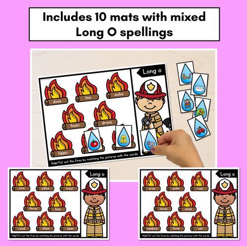 Resource preview 2 for LONG VOWEL O WORD GAMES - Firefighter Themed Phonics Activities