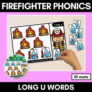 LONG VOWEL U WORD GAMES - Firefighter Themed Phonics Activities