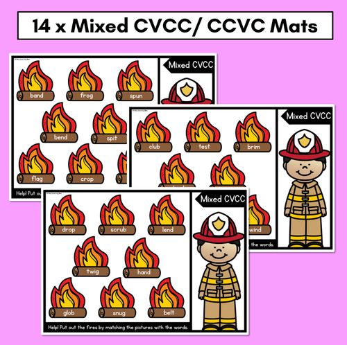 Resource preview 3 for DECODABLE CVCC CCVC WORD GAMES - Firefighter Themed Phonics Activities