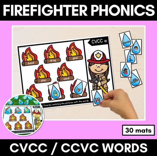 Resource preview 1 for DECODABLE CVCC CCVC WORD GAMES - Firefighter Themed Phonics Activities