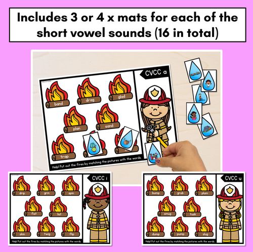 Resource preview 2 for DECODABLE CVCC CCVC WORD GAMES - Firefighter Themed Phonics Activities