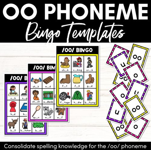 Resource preview 1 for SHORT OO SOUND BINGO - Ways to spell the short /OO/ phoneme