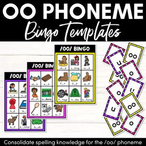 SHORT OO SOUND BINGO - Ways to spell the short /OO/ phoneme