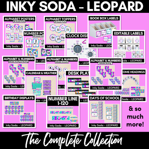 Resource preview 6 for NUMBER LINE DISPLAY - Inky Soda LEOPARD Collection