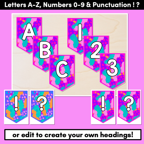 Resource preview 3 for EDITABLE BUNTING - Alphabet & Numbers - Inky Soda LEOPARD Collection