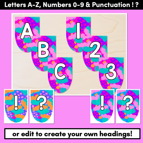 Resource preview 3 for EDITABLE SCALLOPED BUNTING - Alphabet & Numbers - Inky Soda LEOPARD Collection