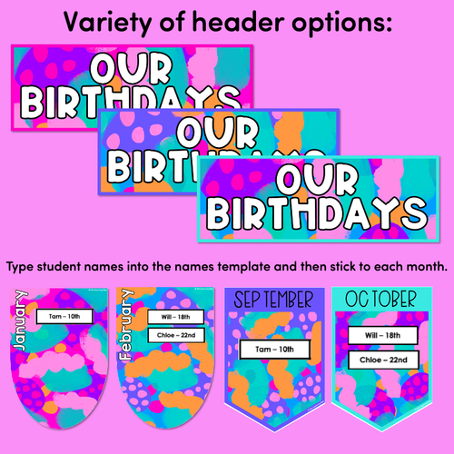 Resource preview 4 for BIRTHDAYS DISPLAYS - Inky Soda LEOPARD Collection