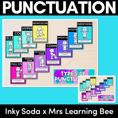 Resource preview 1 for PUNCTUATION POSTERS - Inky Soda x Mrs Learning Bee