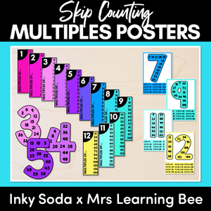 MULTIPLES & SKIP COUNTING POSTERS - Inky Soda x Mrs Learning Bee