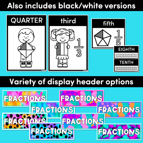 Resource preview 4 for FRACTIONS POSTERS - Inky Soda x Mrs Learning Bee