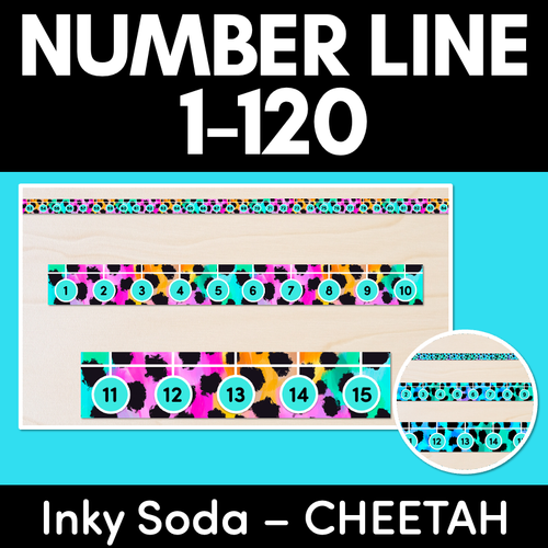 Resource preview 1 for NUMBER LINE DISPLAY - Inky Soda CHEETAH Collection