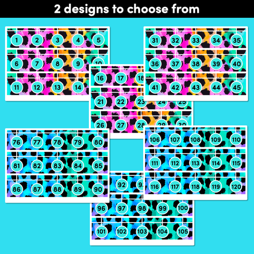 Resource preview 3 for NUMBER LINE DISPLAY - Inky Soda CHEETAH Collection