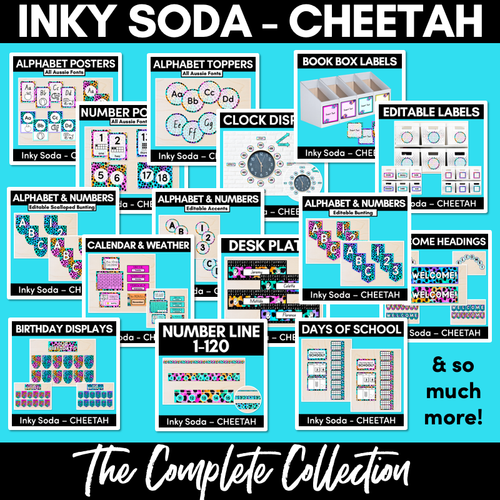 Resource preview 6 for NUMBER LINE DISPLAY - Inky Soda CHEETAH Collection