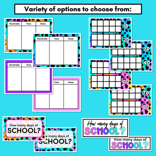 Resource preview 4 for DAYS OF SCHOOL DISPLAY - Inky Soda CHEETAH Collection