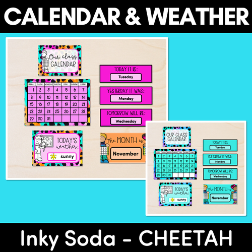 Resource preview 1 for CALENDAR & WEATHER DISPLAY- Inky Soda CHEETAH Collection