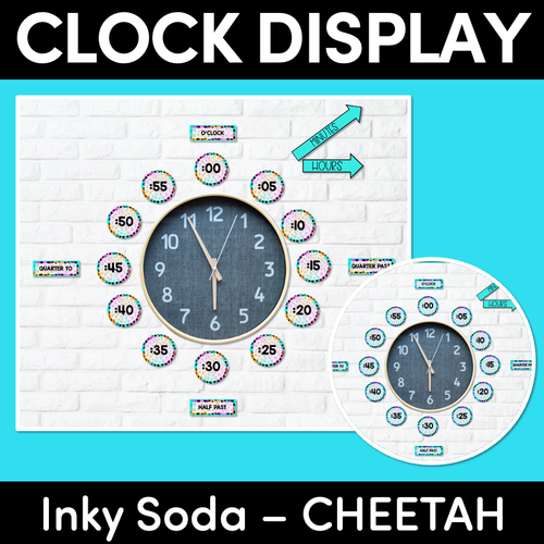 Resource preview 1 for CLOCK DISPLAY - Inky Soda CHEETAH Collection