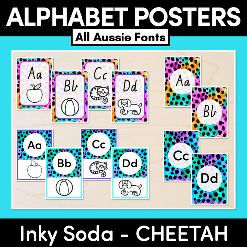 Resource preview 1 for ALPHABET POSTERS - Inky Soda CHEETAH Collection