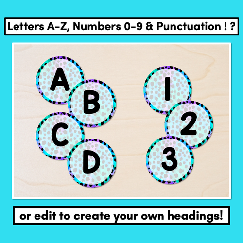 Resource preview 3 for EDITABLE ACCENTS - Alphabet & Numbers - Inky Soda CHEETAH Collection