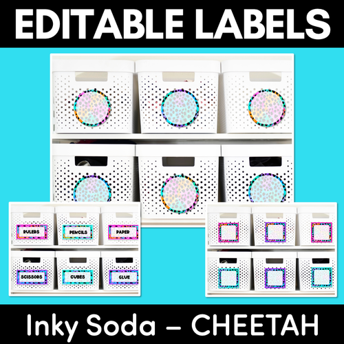 Resource preview 1 for EDITABLE LABELS - Inky Soda CHEETAH Collection