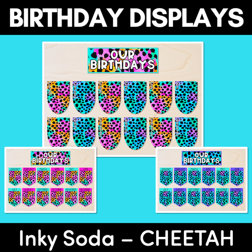 Resource preview 1 for BIRTHDAYS DISPLAYS - Inky Soda CHEETAH Collection