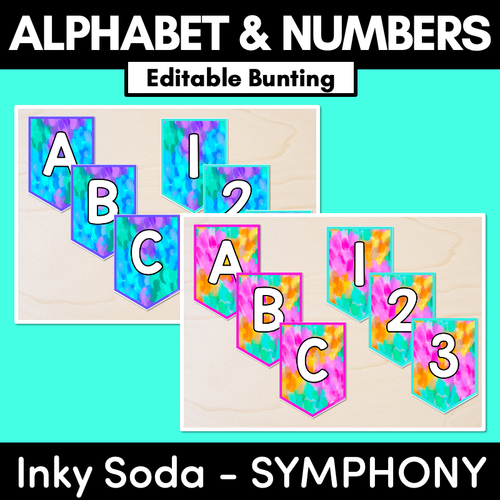 Resource preview 1 for EDITABLE BUNTING - Alphabet & Numbers - Inky Soda SYMPHONY Collection