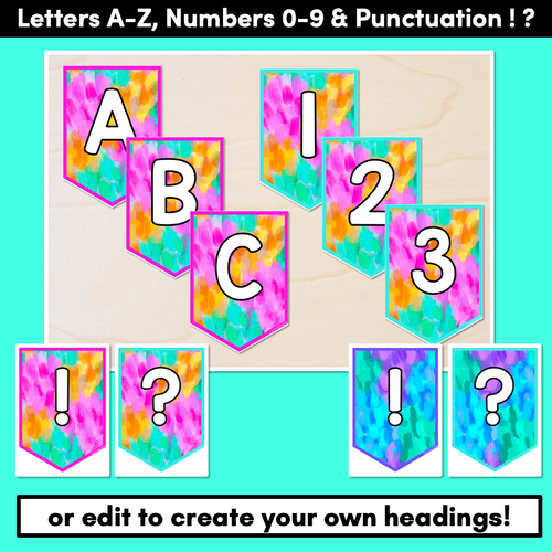 Resource preview 3 for EDITABLE BUNTING - Alphabet & Numbers - Inky Soda SYMPHONY Collection