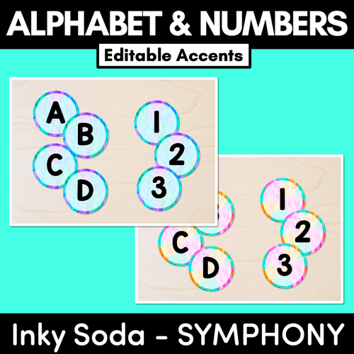 Resource preview 1 for EDITABLE ACCENTS - Alphabet & Numbers - Inky Soda SYMPHONY Collection