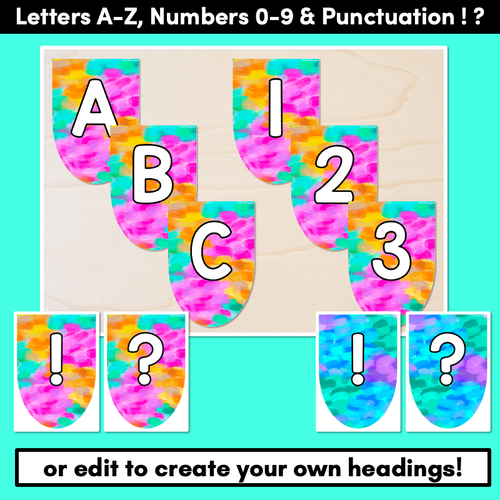 Resource preview 3 for EDITABLE SCALLOPED BUNTING - Alphabet & Numbers - Inky Soda SYMPHONY Collection