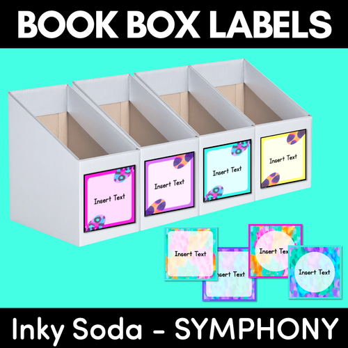 Resource preview 1 for BOOK BOX HOLDER EDITABLE LABELS - Inky Soda SYMPHONY Collection