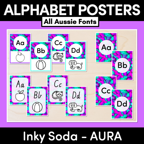 Resource preview 1 for ALPHABET POSTERS - Inky Soda AURA Collection