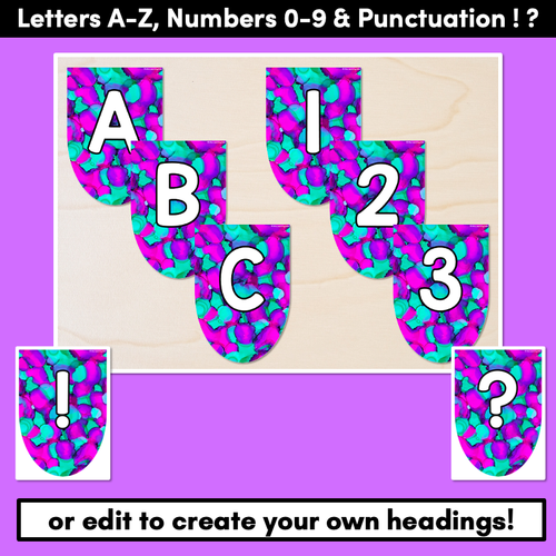 Resource preview 2 for EDITABLE SCALLOPED BUNTING - Alphabet & Numbers - Inky Soda AURA Collection