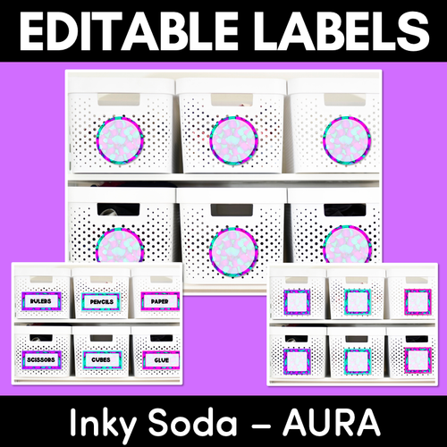 Resource preview 1 for EDITABLE LABELS - Inky Soda AURA Collection