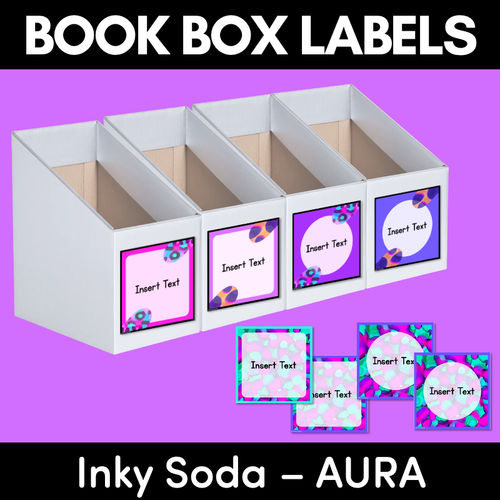 Resource preview 1 for BOOK BOX HOLDER EDITABLE LABELS - Inky Soda AURA Collection