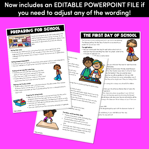 Resource preview 4 for Preparing your child for school - EDITABLE Parent Handout