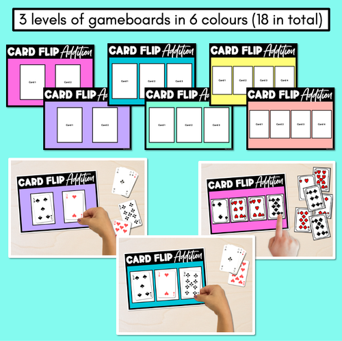 Resource preview 2 for Card Flip Addition - Addition Games for Kindergarten, 1st and 2nd Grade