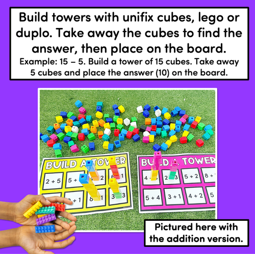 Resource preview 2 for Tower Subtraction - Subtraction from 10 or 20